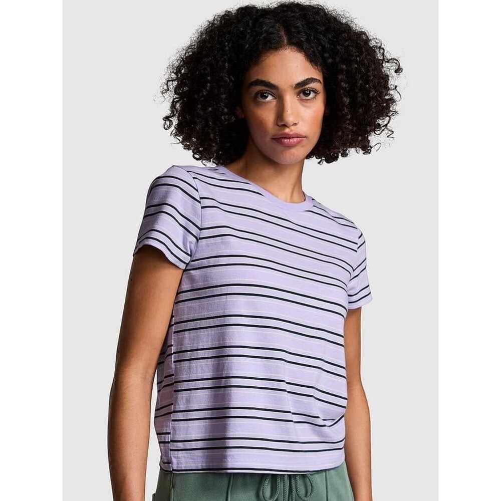 PINK Dreamer Cotton Tee Purple Cloud Stripe Size Medium